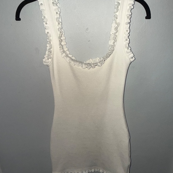 Zara White Pearl Knit Mini Dress - Picture 3 of 4
